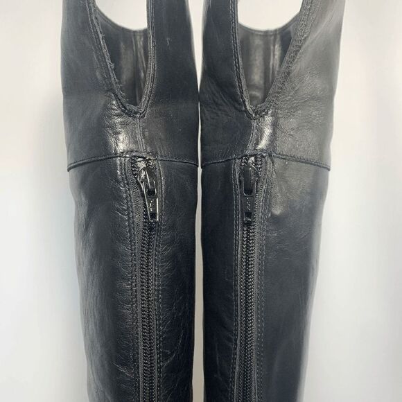 Nine West Leather Almond Toe Zipper Closure Wedge Heeled Boots Black Size 6.5 - Picture 15 of 15